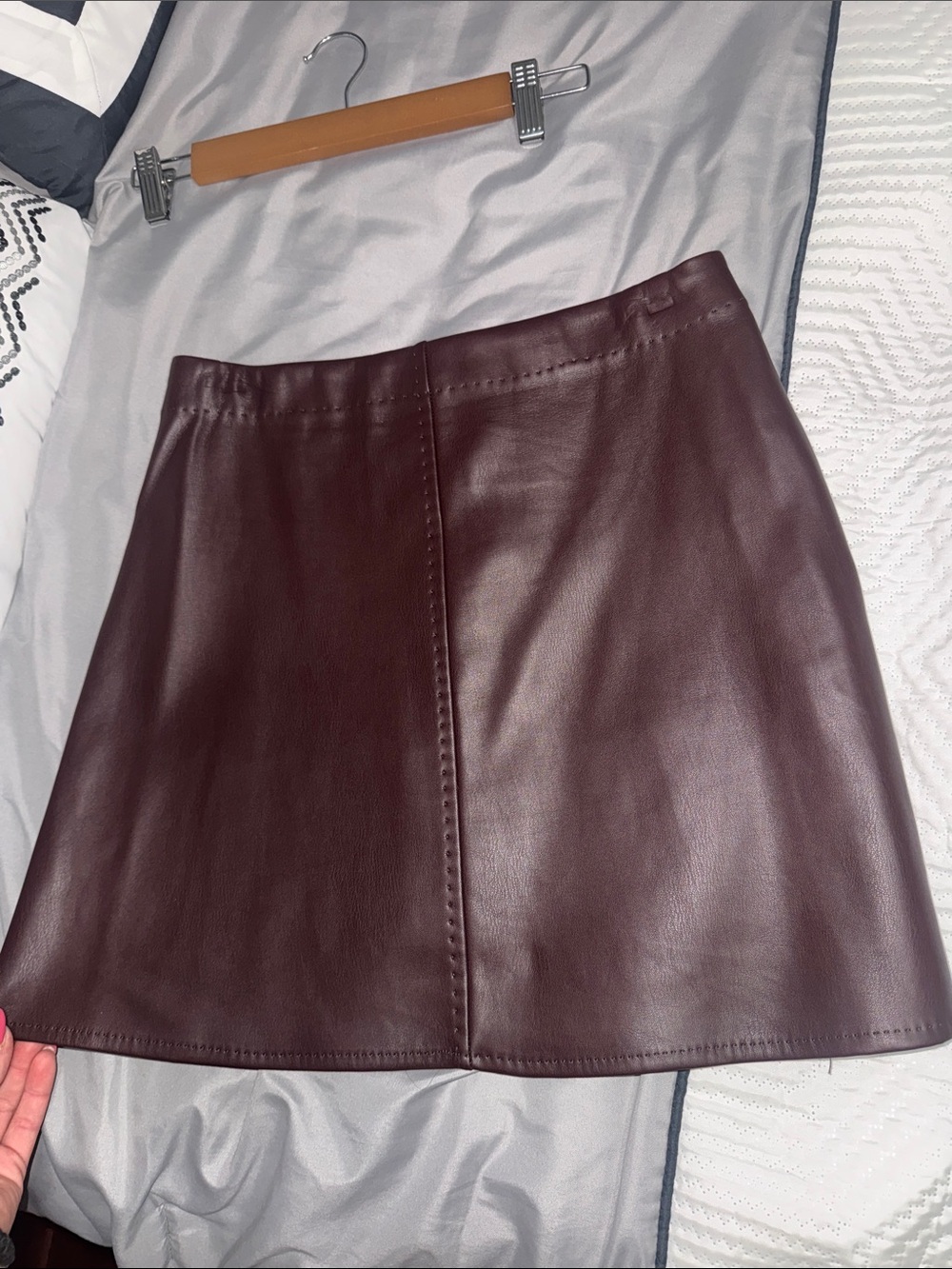 Max Studio Faux Leather Mini Skirt in Wine - Picture 7 of 8